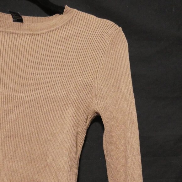 FOREVER 21 | medium | Light Brown Ribbed Long Sleeve Sweater Dress - Picture 5 of 16
